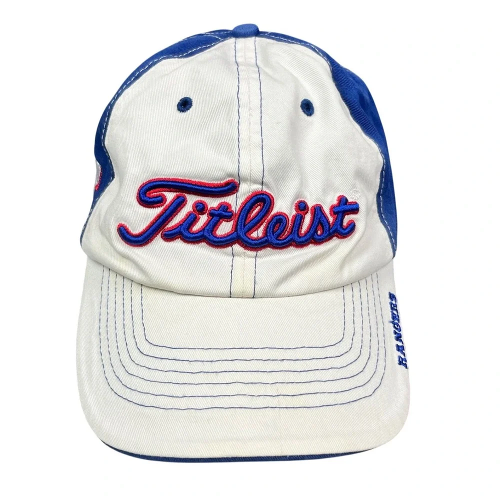 Titleist Texas Rangers 47 Brand Hat Blue White Adjustable Strapback Golf Cap